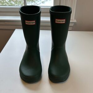 Hunter Kids First Classic Rain Boots, Hunter Green Waterproof Rubber Wellies